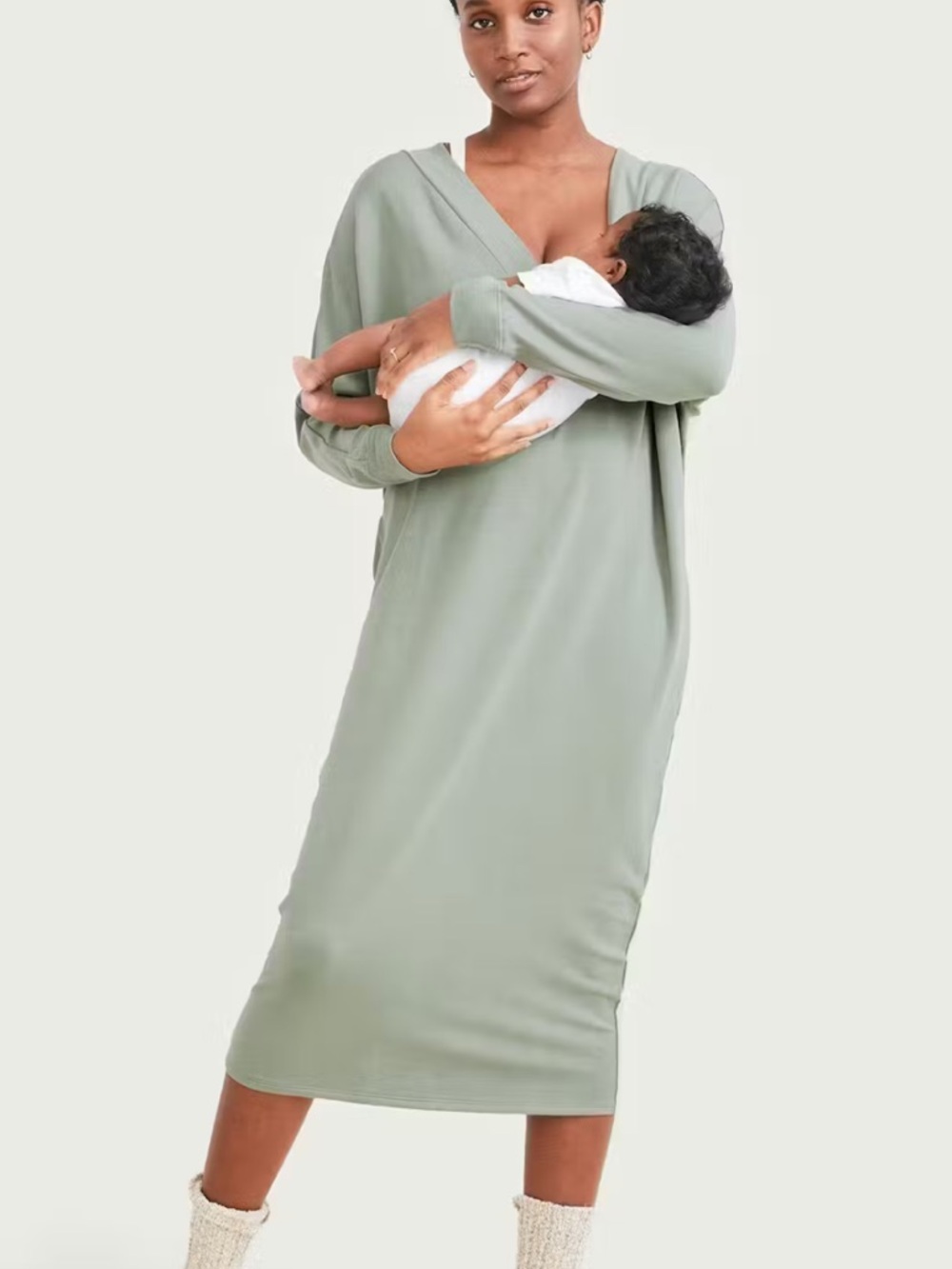 Hatch Sage Green Nursing Maxi Dress OS